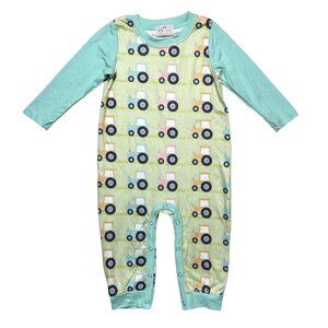 NWT Pete + Lucy Romper Fun On The Farm Green 12-18 Mons